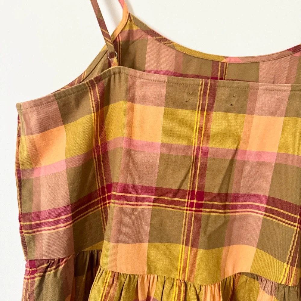 Madewell Plaid Babydoll Cami Dress Madras Spiced Olive M - Picture 10 of 12